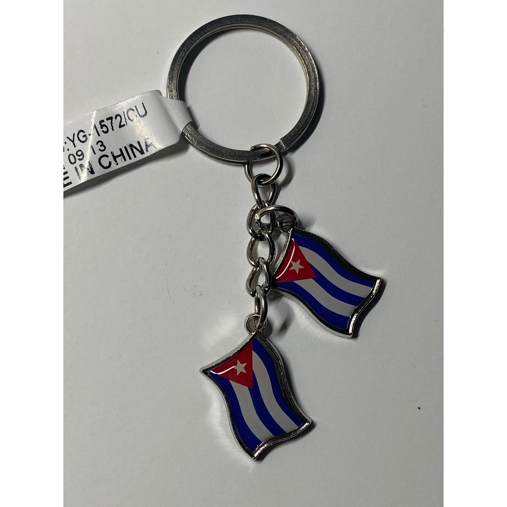Cuba Double Flag Keychain Multicolor Cuban Pride Key Ring YG-1572/CU - Picture 2 of 6
